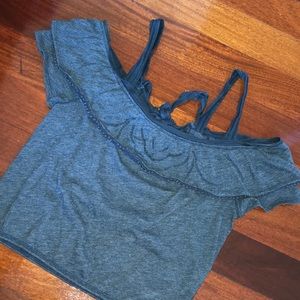 A&F Navy Off-Shoulder Top - S
